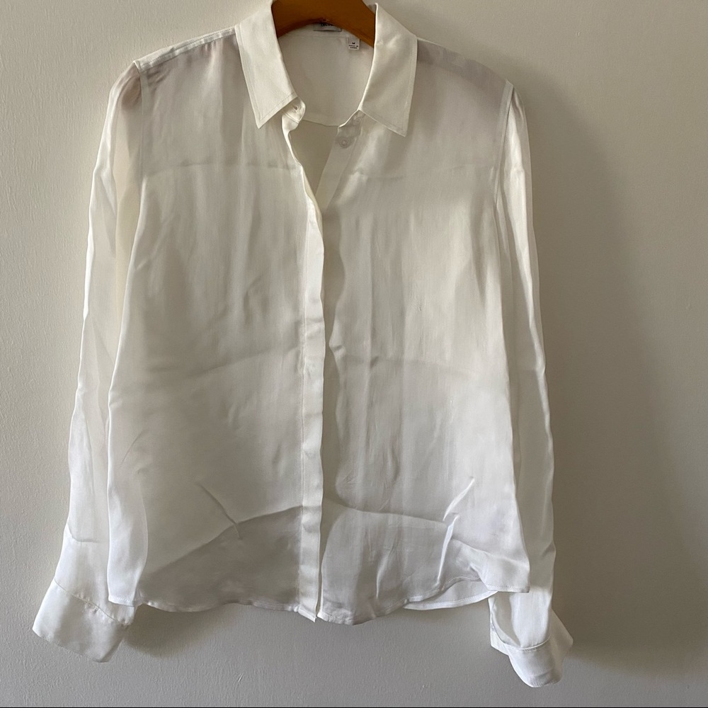 Aritzia Talula silky button down white shirt